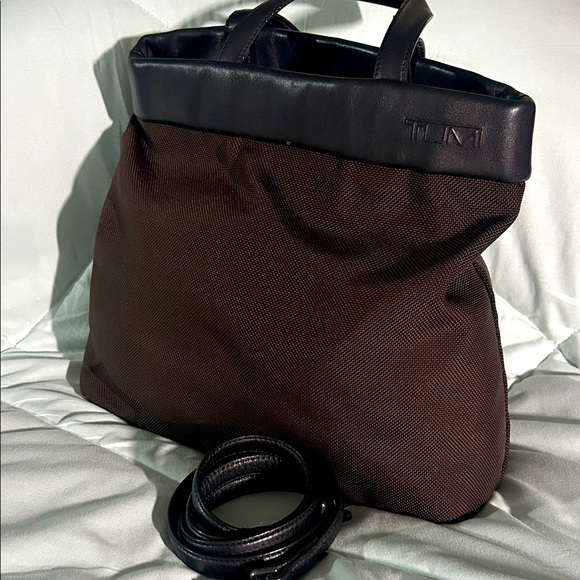 Tumi Other - TUMI NYLON LEATHER dark brown black crossbody handbag